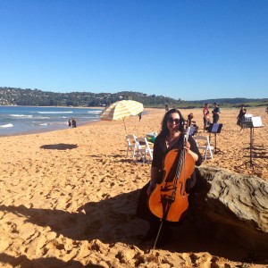 Playing cello with a George Ellis conducted chamber orchestra on The Bachelor 2014.