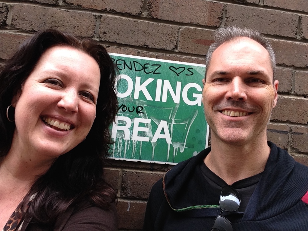 LL Cool Jazz. Anne-Lise Larsen and Scott Leishman outside the recording studio on a little break during their first recording session for the new album.