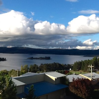 The breathtaking view of Jindabyne from our motel.